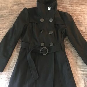 GUESS black wool trench coat